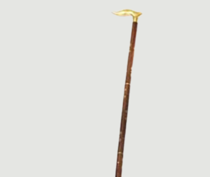 Wooden walking cane with brass handle